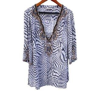 Soft Surroundings Beaded Embellished Tunic Blouse